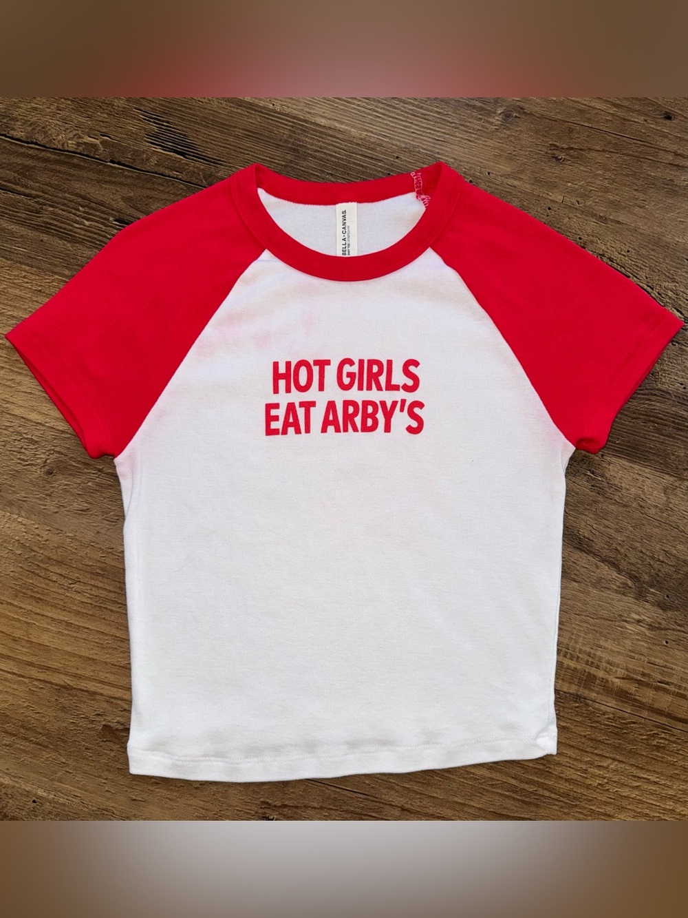 Arby’s Hot Girls Eat Baby Tee Shirt Small Red White Graphic S Top T-shirt